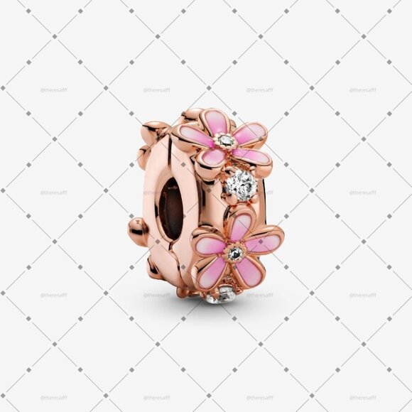Pandora Pink Daisy Spacer Clip Charm|Pendant - Picture 1 of 2
